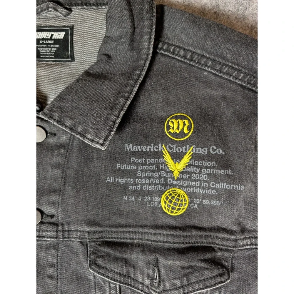 Logan Paul WWE Maverick Clothing Co Men‎ Washed Black Graphic Denim Jacket
